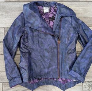 Disney Women's Blue and Purple Leather Jacket